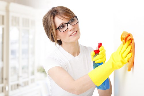 Carpet cleaning team preparing equipment safely before a service