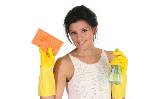 Temple Carpet Cleaners team sorting recyclable cleaning packaging for responsible waste recovery