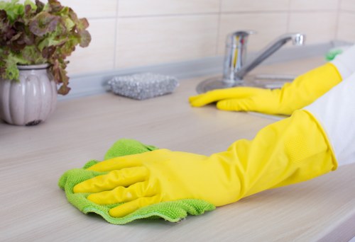 Supervisor reviewing workplace safety before carpet cleaning work